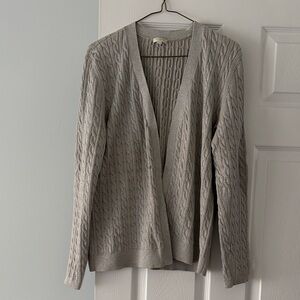 Talbots Light Gray Cable Knit Cardigan